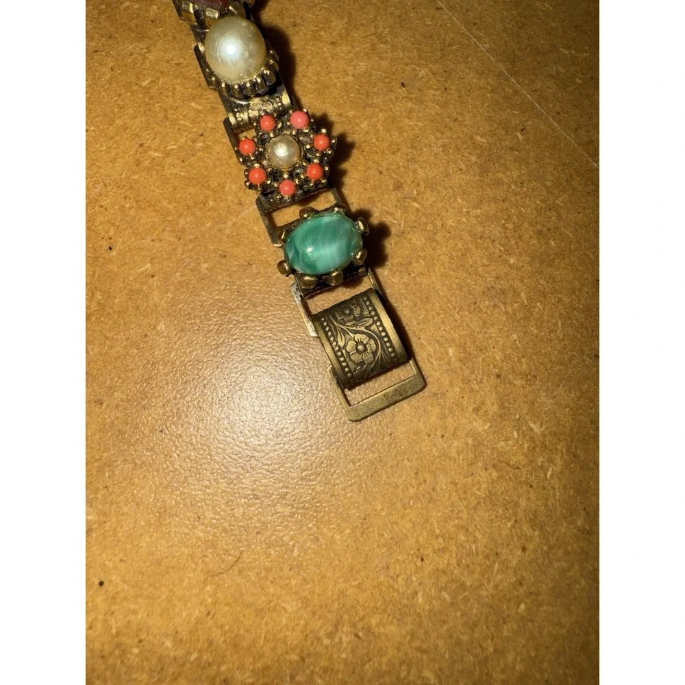 Vintage Multi-Gemstone Bracelet, Elegant Design, Artisan Crafted, Unique Jewelry